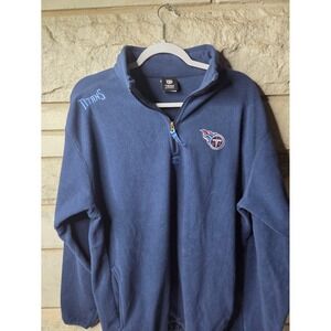 NFL Team Apparel Tennessee Titans Mens Navy Blue Quarter Zip Fleece Pullover